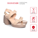 Giày Sandal Nữ Đế PU Siêu Nhẹ Cao 7cm Hanatabi Quai Ngang Hậu Khóa Sau (35-39) Mã HNSDG7F1200
