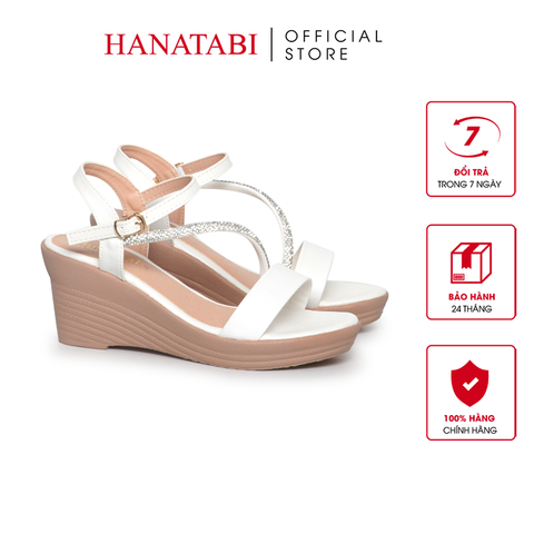 Giày Sandal Nữ Đế Xuồng PU Siêu Nhẹ Cao 7cm Hanatabi Quai Ngang Hậu C (35-39) Mã HNSD7F1190
