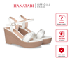 Giày Sandal Nữ Đế PU Siêu Nhẹ Cao 9cm Hanatabi Quai Ngang Nơ Đính Đá Hậu C (35-39) Mã HNSDX9F1271