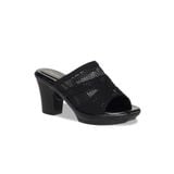 Dép Nữ Đế PU Đen Siêu Nhẹ Cao 7cm Hanatabi Quai Lưới Đính Đá Bigsize (36-41) Mã HNDE7F1230