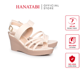 Giày Sandal Nữ Đế Xuồng PU Siêu Nhẹ Cao 7cm Hanatabi Quai Chéo Hậu Khóa Sau (35-39) Mã HNSDX7F1192