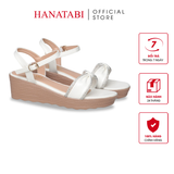 Giày Sandal Nữ Đế PU Siêu Nhẹ Cao 5cm Hanatabi Quai Ngang Nơ Đính Đá Hậu C (35-40) Mã HNSD5F1267