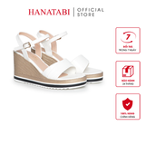 Giày Sandal Nữ Đế Xuồng PU Siêu Nhẹ Cao 8cm Hanatabi Quai 2 Xếp Hậu C (35-39) Mã HNSDX8F1220