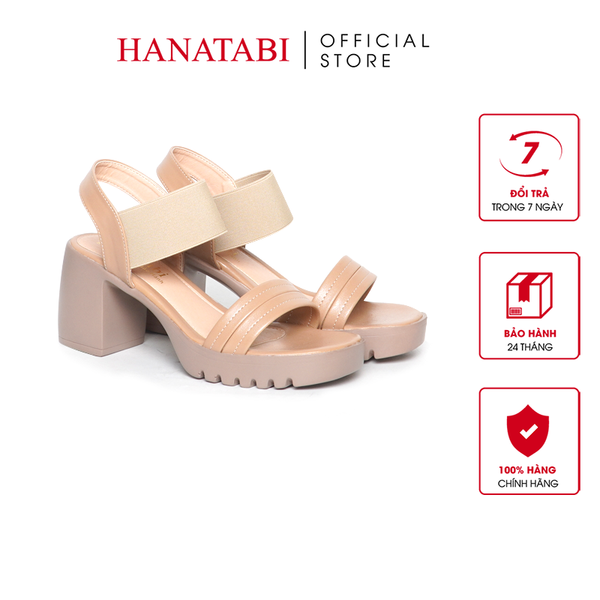 Giày Sandal Nữ Đế Xuồng PU Siêu Nhẹ Cao 7cm Hanatabi Quai Ngang Hậu Thun (35-39) Mã HNSDG7F1218