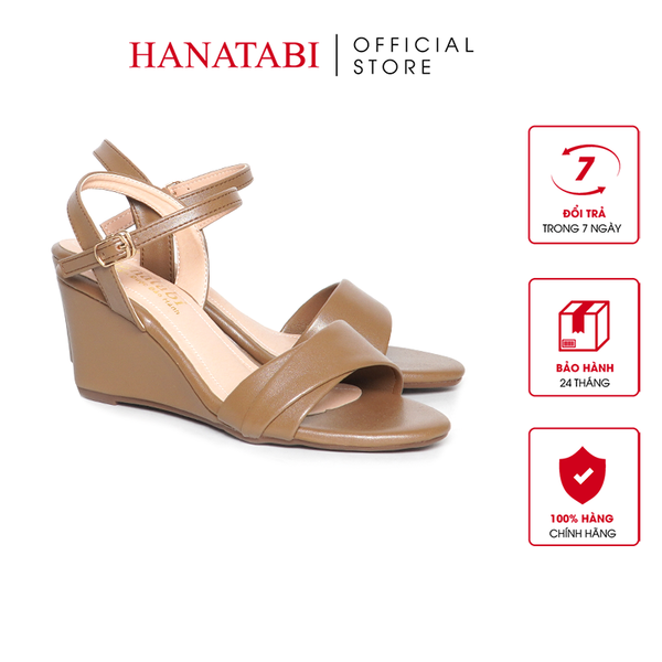 Giày Sandal Nữ Đế Xuồng TA Cao Cấp Cao 7cm Hanatabi Quai Ngang 2 Xếp Hậu C (35-39) Mã HNSDX7F1210