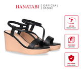 Giày Sandal Nữ Đế PU Siêu Nhẹ Cao 9cm Hanatabi Quai Chéo Hậu Thun (35-39) Mã HNSDX9F1257