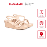 Giày Sandal Nữ Đế Xuồng PU Siêu Nhẹ Cao 5cm Hanatabi Quai Chéo Hậu Thun (35-40) Mã HNSD5F1216