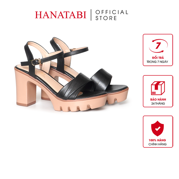Giày Sandal Nữ Đế PU Siêu Nhẹ Cao 9cm Hanatabi Quai Ngang 2 Xếp Hậu C (35-39) Mã HNSDG9F1249
