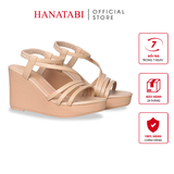 Giày Sandal Nữ Đế Xuồng Pu Siêu Nhẹ Cao 9cm Hanatabi Quai Ngang Hậu Thun (35-39) Mã HNSDX9F1259