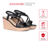Giày Sandal Nữ Đế Xuồng PU Siêu Nhẹ Cao 9cm Hanatabi Quai Chéo Hậu Thun (35-39) Mã HNSDX9F1255
