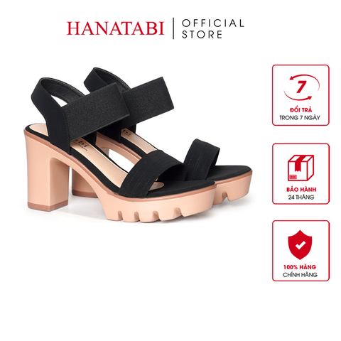 Giày Sandal Nữ Đế PU Siêu Nhẹ Cao 9cm Hanatabi Quai Ngang Hậu Thun (35-39) Mã HNSDG9F1253