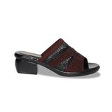 Dép Nữ Đế PU Đen Siêu Nhẹ Cao 5cm Hanatabi Quai Lưới Đính Đá Bigsize (36-41) Mã HNDE5F1228