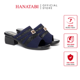 Dép Nữ Đế PU Đen Siêu Nhẹ Cao 5cm Hanatabi Quai Lưới Khóa Đính Đá Bigsize (36-41) Mã HNDE5F1226