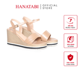 Giày Sandal Nữ Đế Xuồng PU Siêu Nhẹ Cao 8cm Hanatabi Quai 1 Xếp Hậu C (35-39) Mã HNSDX8F1219