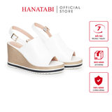 Sandal Nữ Đế Xuồng PU Siêu Nhẹ Cao 8cm Hanatabi Quai Bảng Dài Hậu Khóa Sau (35-39) Mã HNSDX8F1223