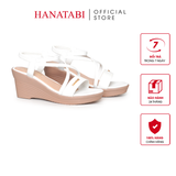 Giày Sandal Nữ Đế Xuồng PU Siêu Nhẹ Cao 7cm Hanatabi Quai Chéo Hậu Thun (35-39) Mã HNSDX7F1241