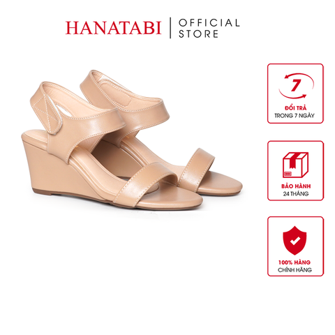 Giày Sandal Nữ Đế Xuồng TA Chống Trơn Cao 7cm Hanatabi Quai Ngang Hậu Xé Sau (35-39) Mã HNSDX7F1244