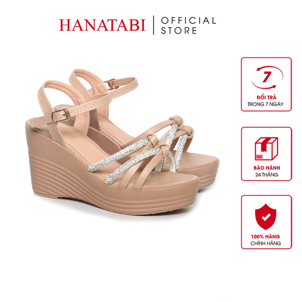 Giày Sandal Nữ Đế PU Siêu Nhẹ Cao 9cm Hanatabi Quai Ngang Hậu C (35-39) Mã HNSD9F1185