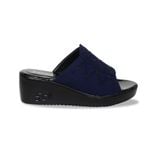 Dép Nữ Đế Xuồng PU Đen Siêu Nhẹ Cao 5cm Hanatabi Quai Lưới Đính Đá Bigsize (36-39) Mã HNDE5F1225