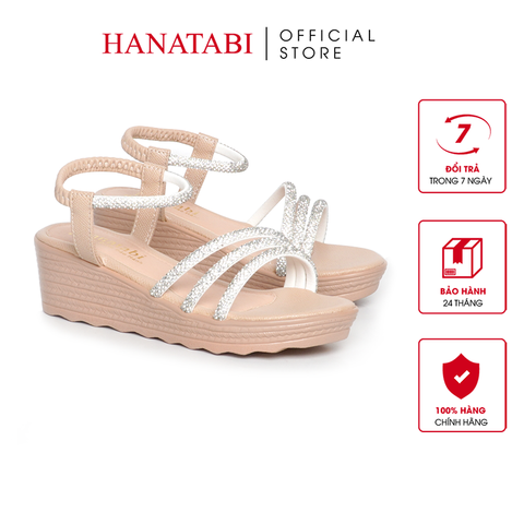 Giày Sandal Nữ Đế PU Siêu Nhẹ Cao 5cm Hanatabi Quai Ngang Hậu Thun (35-40) Mã HNSD5F1173