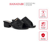 Dép Nữ Đế PU Đen Siêu Nhẹ Cao 5cm Hanatabi Quai Lưới Nhũ Bigsize (36-41) Mã HNDE5F1229