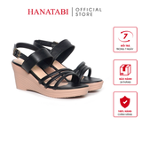 Giày Sandal Nữ Đế Xuồng PU Siêu Nhẹ Cao 7cm Hanatabi Quai Chéo Hậu Khóa Sau (35-39) Mã HNSDX7F1192