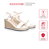Giày Sandal Nữ Đế Xuồng PU Siêu Nhẹ Cao 8cm Hanatabi Quai Ngang Hậu C (35-39) Mã HNSDX8F1221