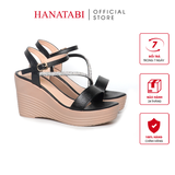 Giày Sandal Nữ Đế Xuồng PU Siêu Nhẹ Cao 9cm Hanatabi Quai Ngang Hậu C (35-39) Mã HNSD9F1187