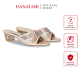 dép nữ cao gót mica 3cm Hanatabi quai ngang đính đá đế TA cao cấp bigsize (35-41) mã HNDE3F1094
