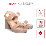Giày Sandal Nữ Đế PU Siêu Nhẹ Cao 7cm Hanatabi Quai Ngang Hậu Khóa Sau (35-39) Mã HNSDG7F1200