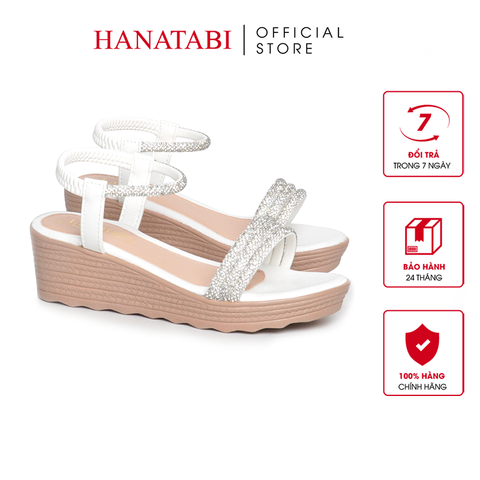 Giày Sandal Nữ Đế PU Siêu Nhẹ Cao 5cm Hanatabi Quai Ngang Hậu Thun (35-40) Mã HNSD5F1172