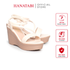 Giày Sandal Nữ Đế Xuồng PU Siêu Nhẹ Cao 9cm Hanatabi Quai Ngang Hậu Thun (35-39) Mã HNSDX9F1204