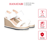 Giày Sandal Nữ Đế Xuồng PU Siêu Nhẹ Cao 8cm Hanatabi Quai Ngang Hậu Thun (35-39) Mã HNSDX8F1222