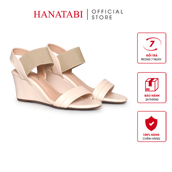 Giày Sandal Nữ Đế Xuồng TA Chống Trơn Trượt Cao 7cm Hanatabi Quai Ngang Hậu Thun (35-39) Mã HNSDX7F1238