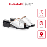 Dép Nữ Đế PU Đen Siêu Nhẹ Cao 5cm Hanatabi Quai Lưới Nhũ Đính Đá Bigsize (36-41) Mã HNDE5F1227