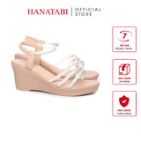 Giày Sandal Nữ Đế PU Siêu Nhẹ Cao 7cm Hanatabi Quai Ngang Hậu Thun (35-39) Mã HNSD7F1183