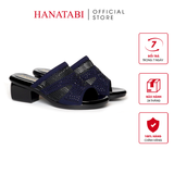 Dép Nữ Đế PU Đen Siêu Nhẹ Cao 5cm Hanatabi Quai Lưới Đính Đá Bigsize (36-41) Mã HNDE5F1228