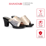 Dép Nữ Đế PU Đen Siêu Nhẹ Cao 7cm Hanatabi Quai Lưới Nhũ Bigsize (36-41) Mã HNDE7F1231