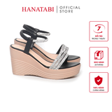 Giày Sandal Nữ Đế PU Siêu Nhẹ Cao 9cm Hanatabi Quai Ngang Hậu Thun (35-39) Mã HNSD9F1188