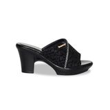 Dép Nữ Đế PU Đen Siêu Nhẹ Cao 7cm Hanatabi Quai Nhũ Đính Đá Bigsize (36-41) Mã HNDE7F1232