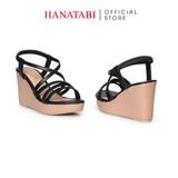 Giày Sandal Nữ Đế Xuồng PU Siêu Nhẹ Cao 9cm Hanatabi Quai Chéo Hậu Thun (35-39) Mã HNSDX9F1256