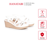 Giày Sandal Nữ Đế Xuồng PU Siêu Nhẹ Cao 5cm Hanatabi Quai Chéo Hậu Thun (35-40) Mã HNSD5F1216