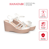Giày Sandal Nữ Đế PU Siêu Nhẹ Cao 9cm Hanatabi Quai Ngang Hậu Thun (35-39) Mã HNSD9F1186
