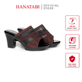 Dép Nữ Đế PU Đen Siêu Nhẹ Cao 7cm Hanatabi Quai Lưới Đính Đá Bigsize (36-41) Mã HNDE7F1230