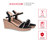 Giày Sandal Nữ Đế PU Siêu Nhẹ Cao 7cm Hanatabi Quai Ngang Nơ Đính Đá Hậu C (35-39) Mã HNSDX7F1268