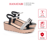 Giày Sandal Nữ Đế PU Siêu Nhẹ Cao 5cm Hanatabi Quai Ngang Hậu Thun (35-40) Mã HNSD5F1172