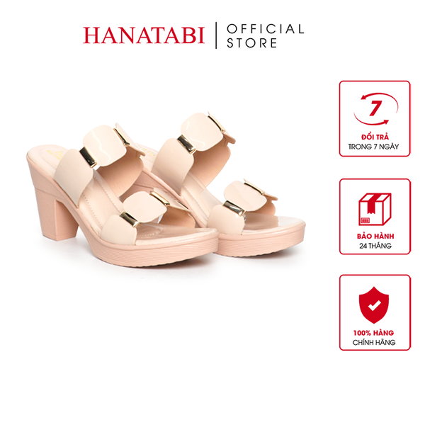 Dép Nữ Đế PU Siêu Nhẹ Cao 7cm Hanatabi Quai Nhị Có Khóa (35-39) Mã HNDE7F1213