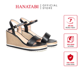 Giày Sandal Nữ Đế Xuồng PU Siêu Nhẹ Cao 8cm Hanatabi Quai Ngang Hậu C (35-39) Mã HNSDX8F1221