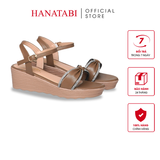 Giày Sandal Nữ Đế PU Siêu Nhẹ Cao 5cm Hanatabi Quai Ngang Nơ Đính Đá Hậu C (35-40) Mã HNSD5F1267