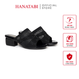 Dép Nữ Đế PU Đen Siêu Nhẹ Cao 5cm Hanatabi Quai Lưới Đính Đá Bigsize (36-41) Mã HNDE5F1228
